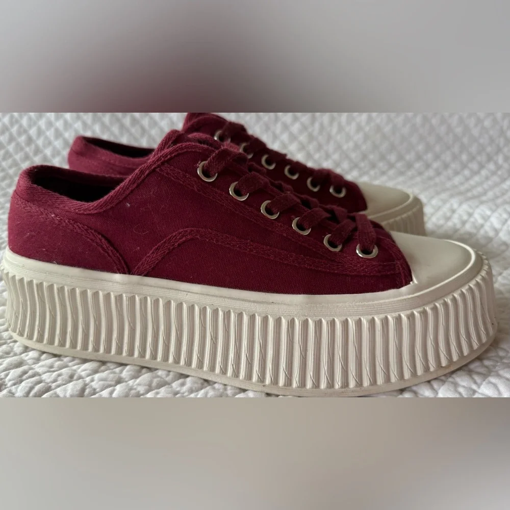 Dorothee Schumacher Platform Canvas Sneakers – Burgundy – EU 39 (US 8.5–9)